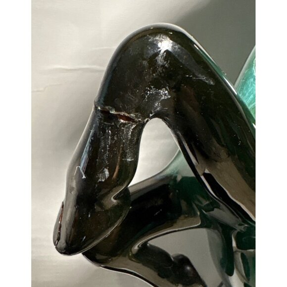 Blue Mountain Pottery Rearing Horse Large 14" Tall Green Drip Glaze MCM READ - Picture 8 of 14